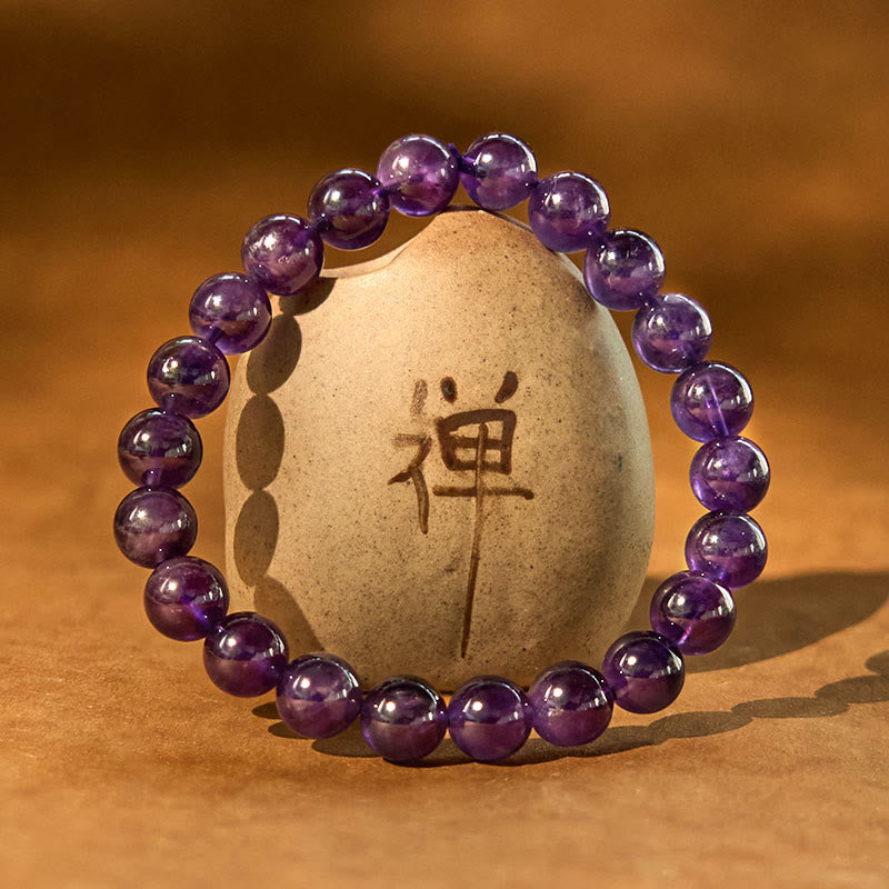 Pulsera de meditación para la paz interior con amatista natural y Buddha Stones