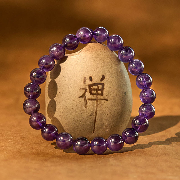 Pulsera de meditación para la paz interior con amatista natural y Buddha Stones