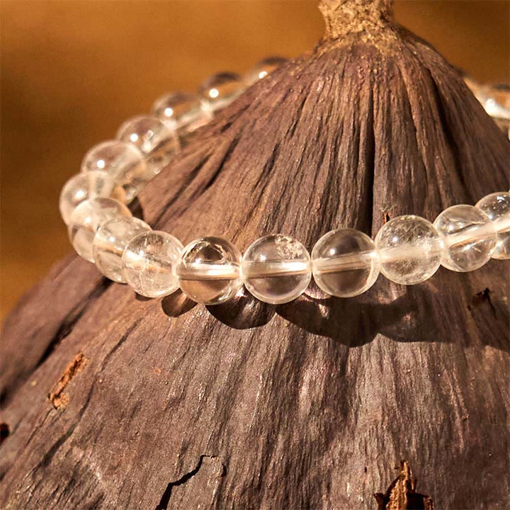 Pulsera de meditación con claridad de cristal blanco natural de Buddha Stones