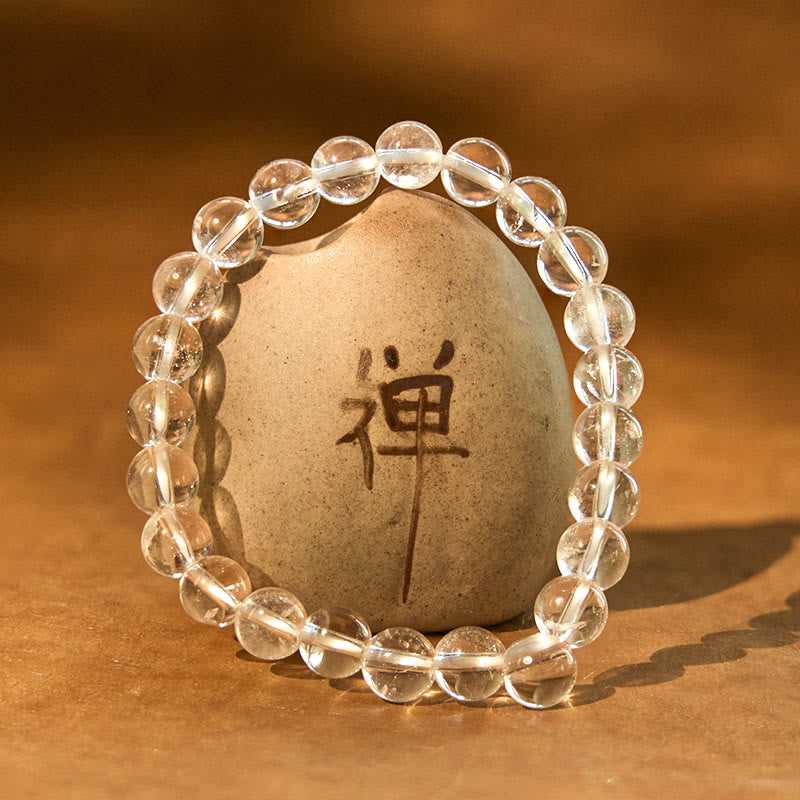 Pulsera de meditación con claridad de cristal blanco natural de Buddha Stones