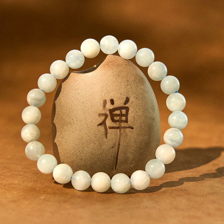 Pulsera de cuentas curativas de aguamarina natural con Buddha Stones