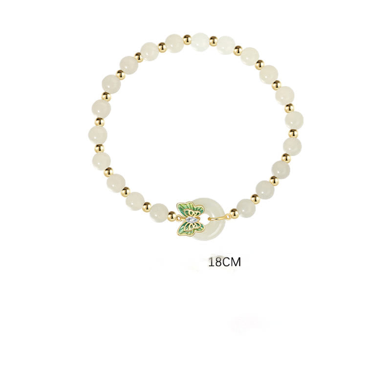 Pulsera con colgante de plata de ley 925 con Buddha Stones , jade hetiano natural, hebilla de la paz, mariposa, circonita, suerte - image 11