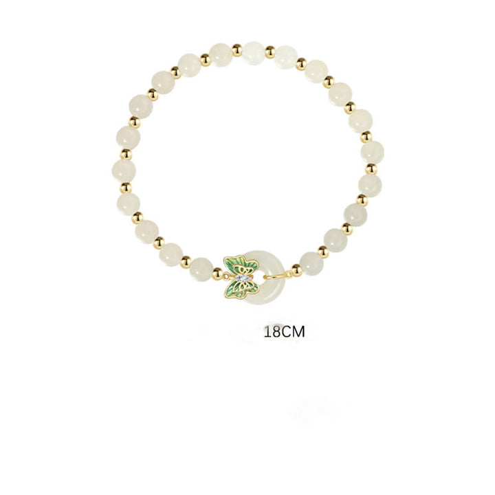Pulsera con colgante de plata de ley 925 con Buddha Stones , jade hetiano natural, hebilla de la paz, mariposa, circonita, suerte - image 11