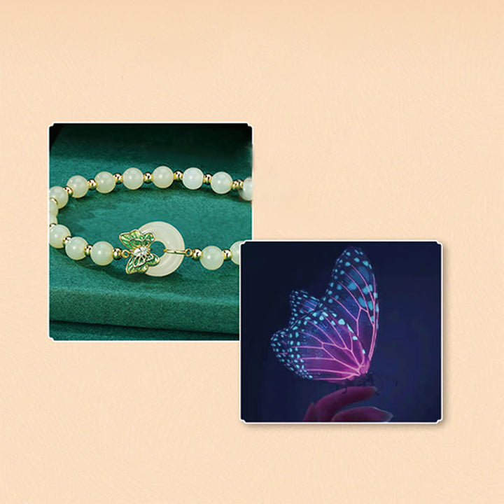 Pulsera con colgante de plata de ley 925 con Buddha Stones , jade hetiano natural, hebilla de la paz, mariposa, circonita, suerte - image 4