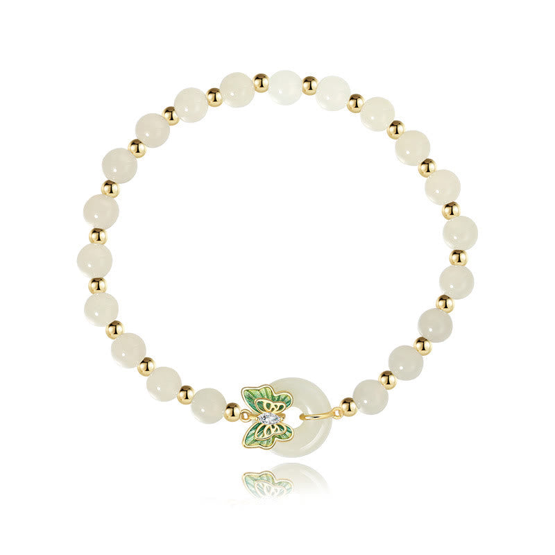 Pulsera con colgante de plata de ley 925 con Buddha Stones , jade hetiano natural, hebilla de la paz, mariposa, circonita, suerte - image 12