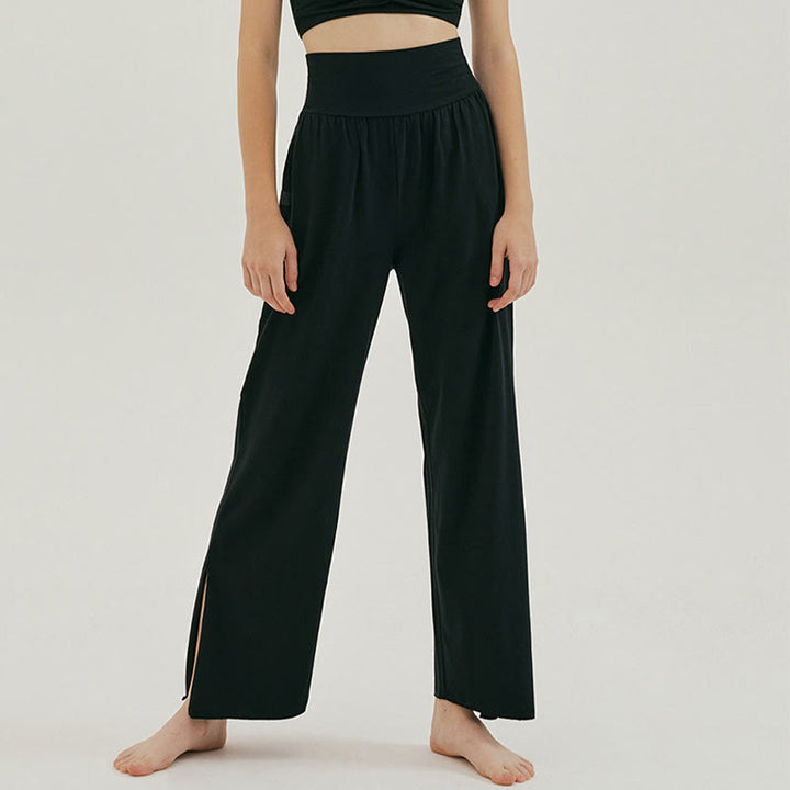 Pantalones Leica de cintura alta para mujer, informales, holgados, con bolsillos y dobladillo anudado, con Buddha Stones - Negro - US4,UK/AU8,EU36 (L) - image 9