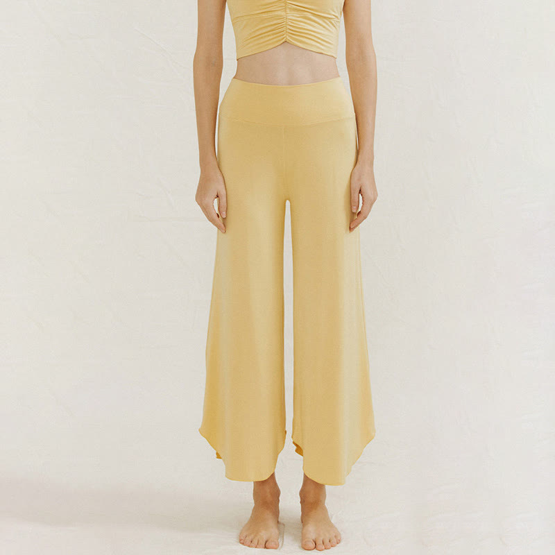 Pantalones de pierna ancha Leica para mujer con dobladillo geométrico irregular y holgado informal con Buddha Stones - Caqui - US4,UK/AU8,EU36 (L) - image 5