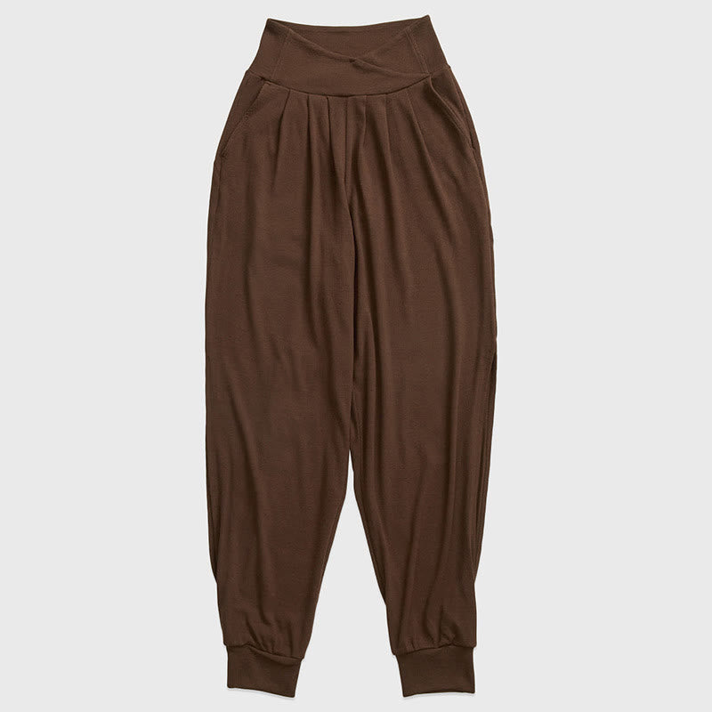 Pantalones casuales de licra con dobladillo con abertura y rosca para mujer con bolsillos y Buddha Stones - SaddleBrown - US6,UK/AU10,EU38 (XL) - image 11
