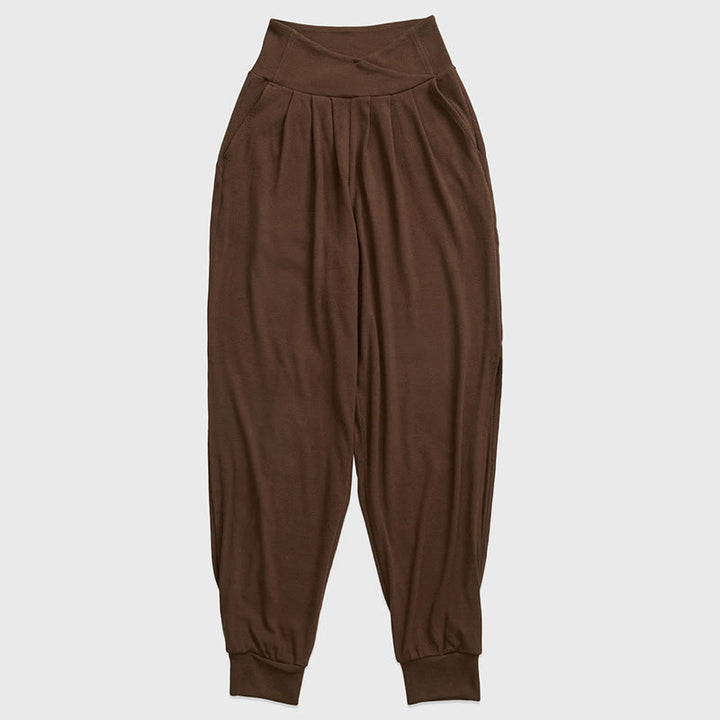 Pantalones casuales de licra con dobladillo con abertura y rosca para mujer con bolsillos y Buddha Stones - SaddleBrown - US6,UK/AU10,EU38 (XL) - image 11