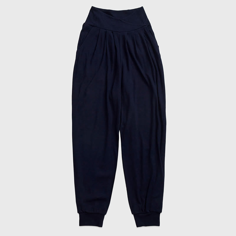Pantalones casuales de licra con dobladillo con abertura y rosca para mujer con bolsillos y Buddha Stones - Azul medianoche - US6,UK/AU10,EU38 (XL) - image 13