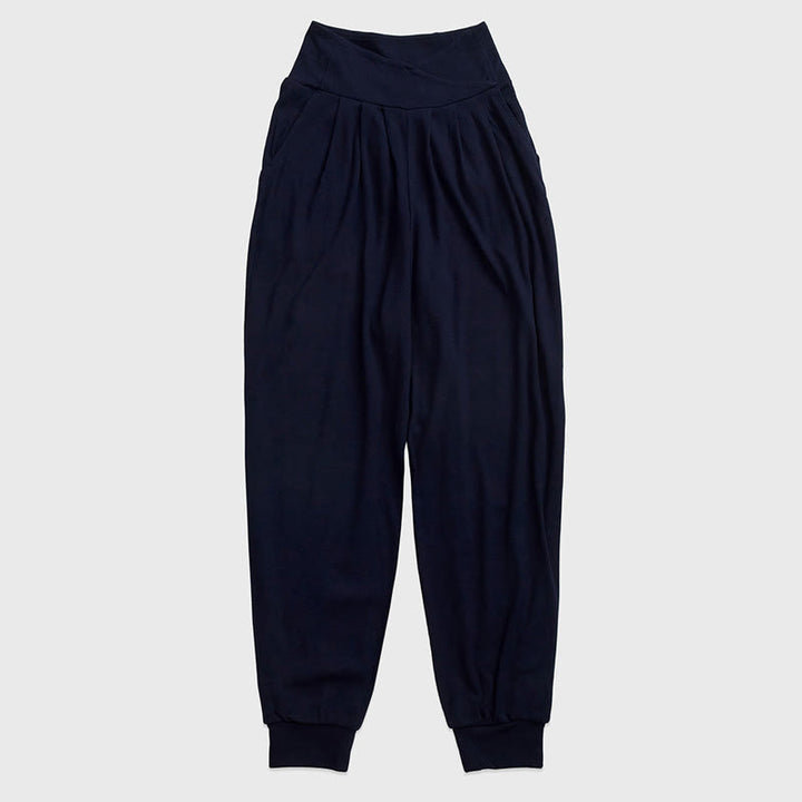 Pantalones casuales de licra con dobladillo con abertura y rosca para mujer con bolsillos y Buddha Stones - Azul medianoche - US6,UK/AU10,EU38 (XL) - image 13