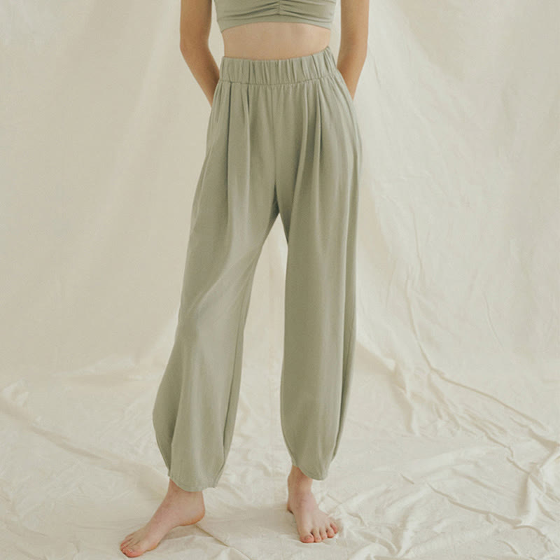 Pantalones harén Leica holgados, informales, transpirables y con bolsillos para mujer de Buddha Stones - Verde mar oscuro - US4,UK/AU8,EU36 (L) - image 13