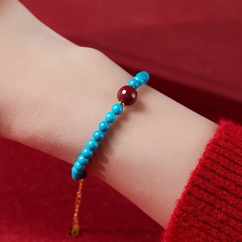 Pulsera purificadora de cinabrio y turquesa de plata de ley 925 con Buddha Stones
