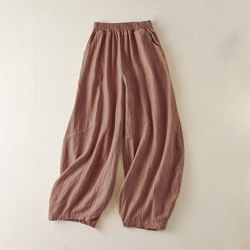 Pantalones harén de algodón para mujer, informales, holgados, de pierna recta, de longitud 7-8, con bolsillos y estampado de Buddha Stones - IndianRed - US8-10,UK/AU12-14,EU40-42 (2XL) - image 0