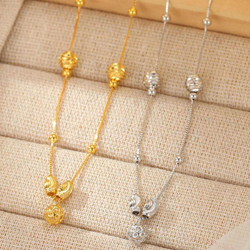 Tobillera con cuentas de campana sencillas de plata de ley 925 con Buddha Stones y bendición - image 10
