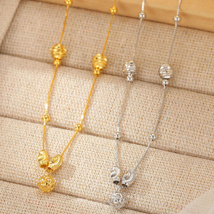 Tobillera con cuentas de campana sencillas de plata de ley 925 con Buddha Stones y bendición - image 10