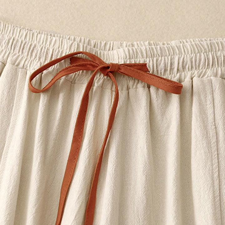 Pantalones de lino y algodón con diseño sencillo e informal de Buddha Stones para mujer, con aberturas laterales y bolsillos. - image 7