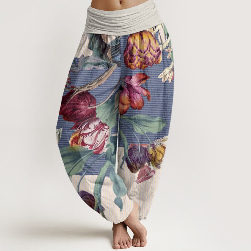 Pantalones harén con cintura elástica para mujer con diseño de Buddha Stones - Beige - US22,UK/AU26,EU54 (6XL) - image 5