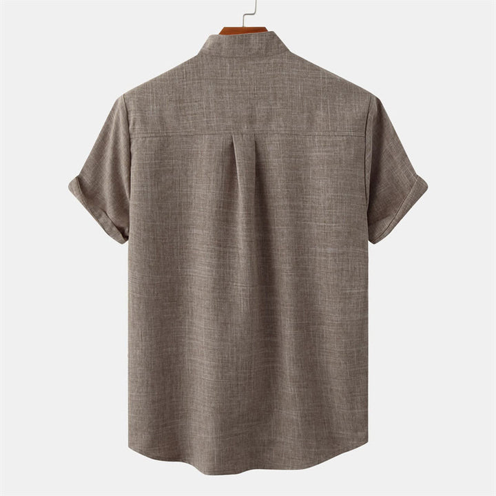 Camisa de algodón de manga corta con botones y bolsillo para hombre de Buddha Stones Summer - image 36