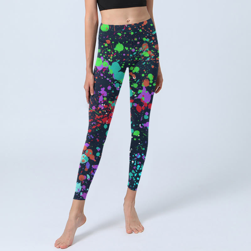 Leggings de yoga para mujer con estampado de tinta negra y Buddha Stones - image 7