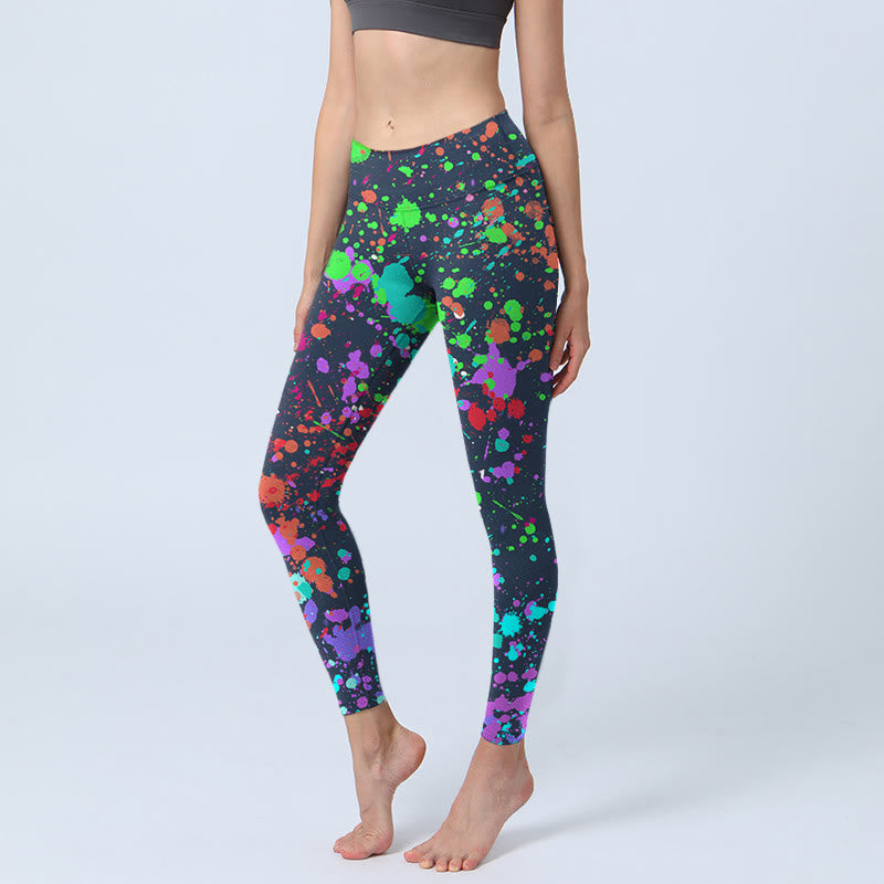 Leggings de yoga para mujer con estampado de tinta negra y Buddha Stones - Negro - US18,UK/AU22,EU50 (4XL) - image 1