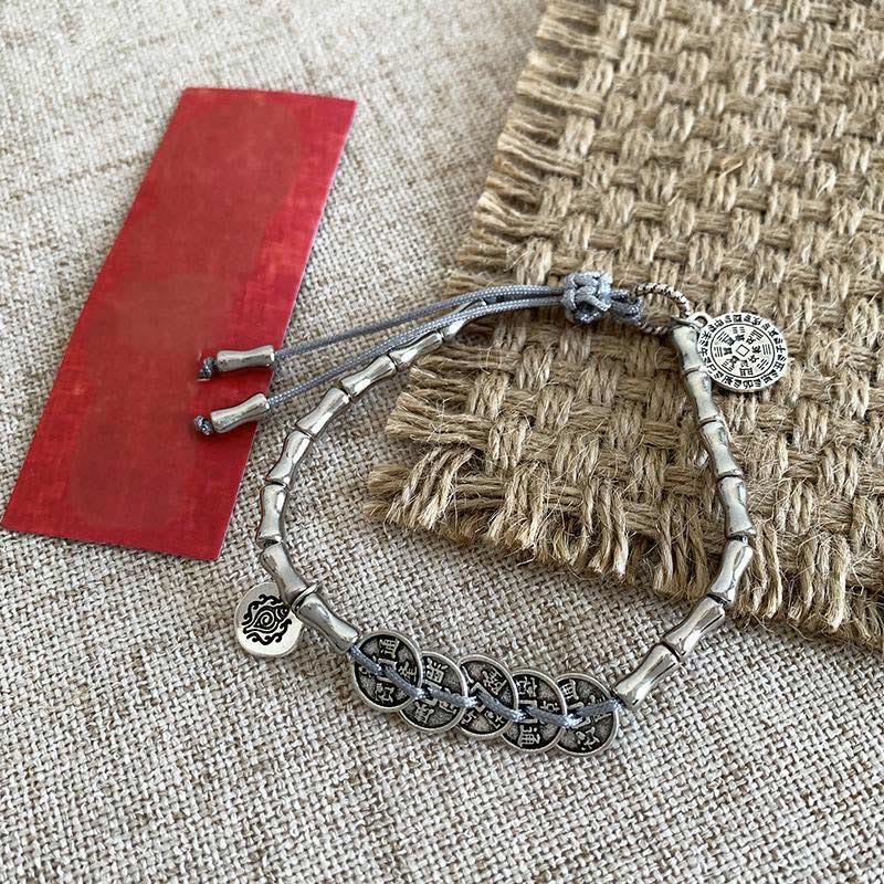 Pulsera de Buddha Stones, cinco monedas del emperador, fantasmas de la montaña, para gastar dinero