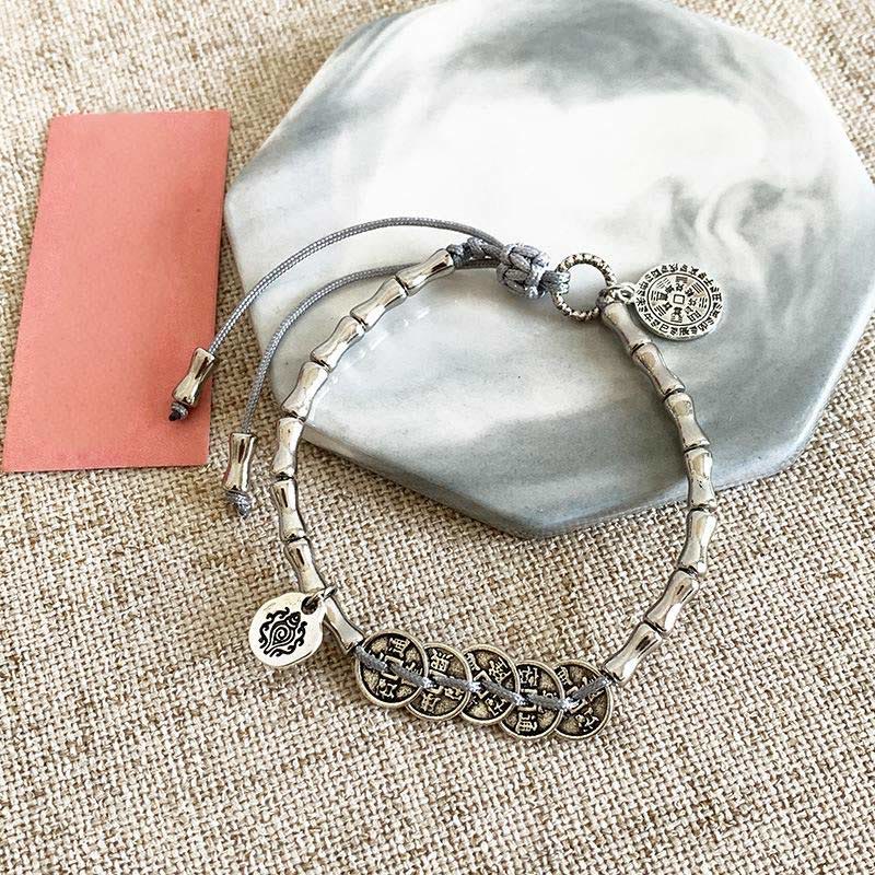 Pulsera de Buddha Stones, cinco monedas del emperador, fantasmas de la montaña, para gastar dinero