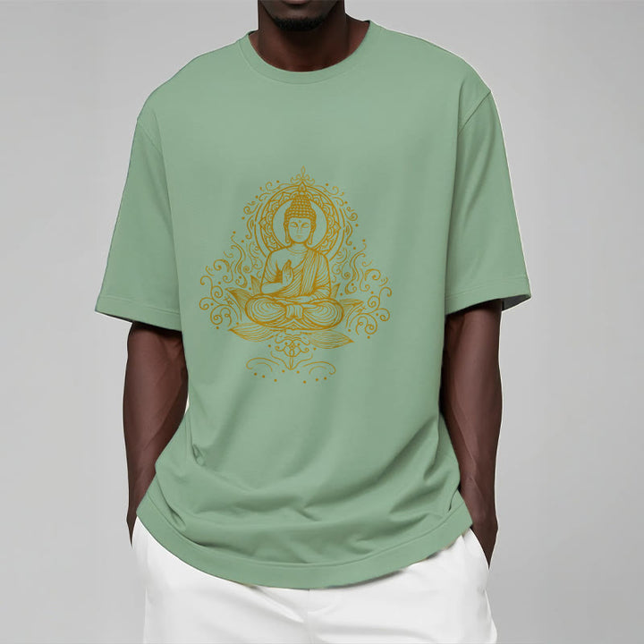 Camiseta de Buda con Buddha Stones, flores de loto y vides para meditación - image 16