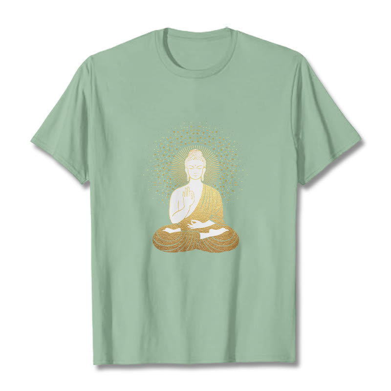 Camiseta de Buddha Stones y meditación dorada con aura dorada - Verde pálido - 2XL - image 15