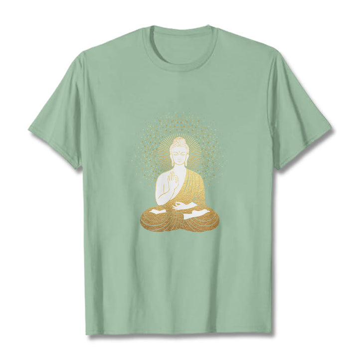 Camiseta de Buddha Stones y meditación dorada con aura dorada - Verde pálido - 2XL - image 15