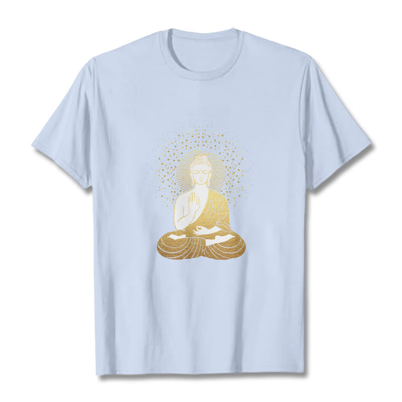 Camiseta de Buddha Stones y meditación dorada con aura dorada - Cian claro - 2XL - image 19