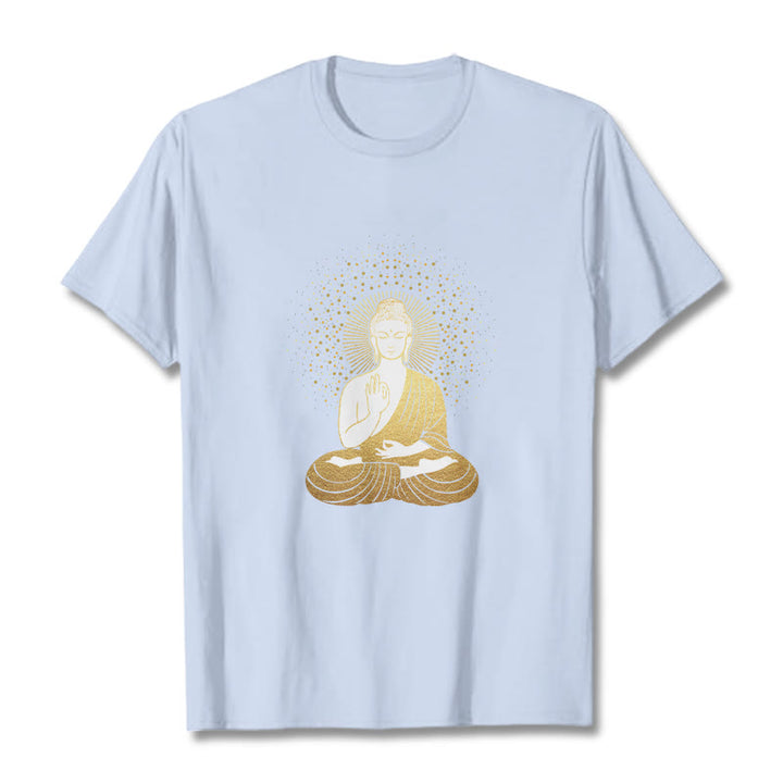 Camiseta de Buddha Stones y meditación dorada con aura dorada - Cian claro - 2XL - image 19