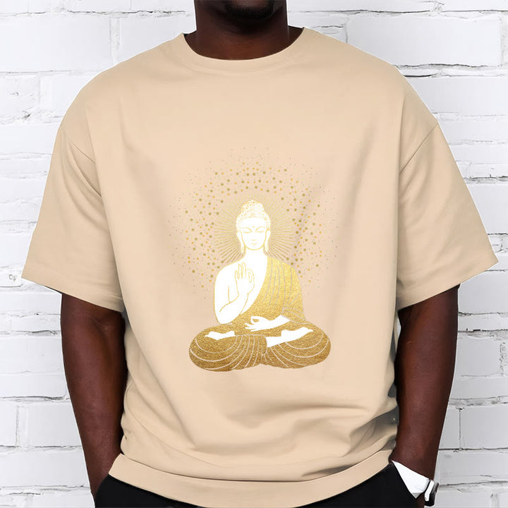 Camiseta de Buddha Stones y meditación dorada con aura dorada - image 12