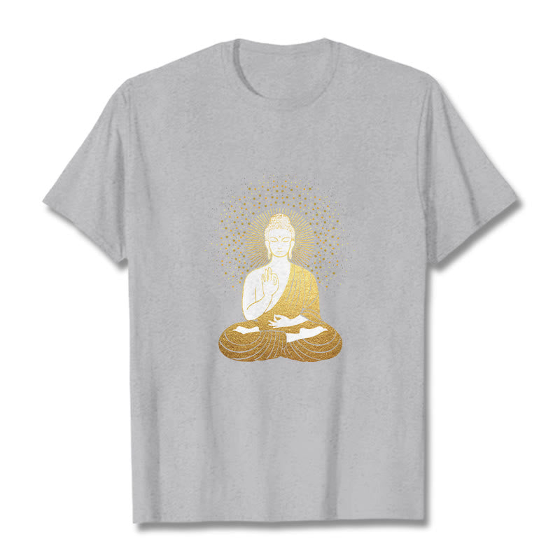 Camiseta de Buddha Stones y meditación dorada con aura dorada - Gris claro - 2XL - image 20