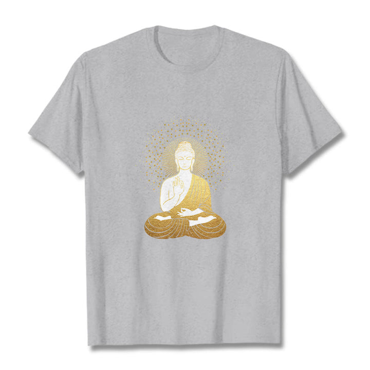 Camiseta de Buddha Stones y meditación dorada con aura dorada - Gris claro - 2XL - image 20