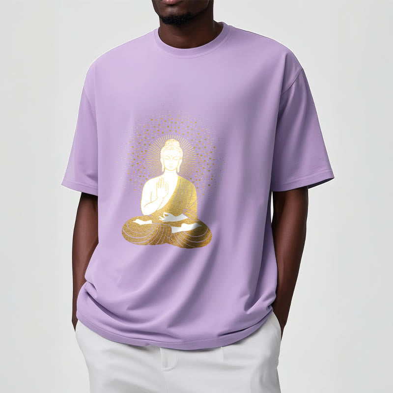 Camiseta de Buddha Stones y meditación dorada con aura dorada - image 18