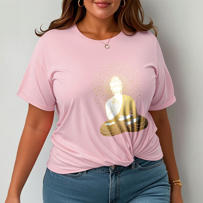 Camiseta de Buddha Stones y meditación dorada con aura dorada - image 14