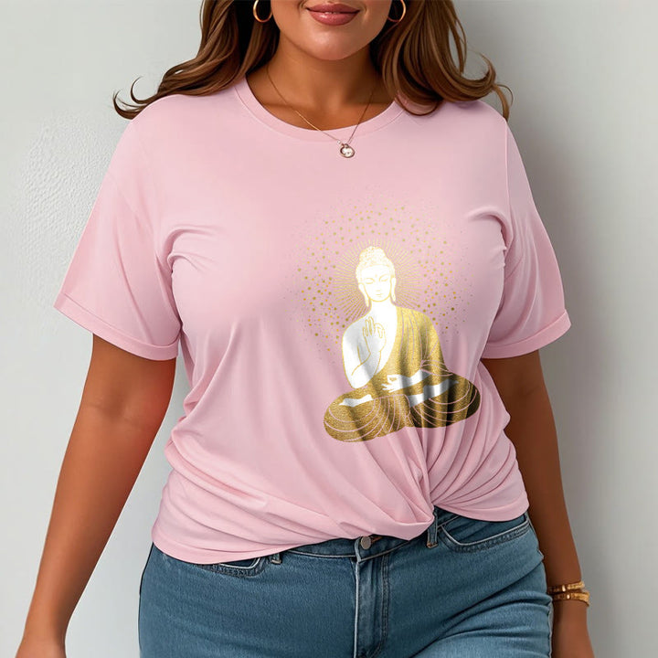Camiseta de Buddha Stones y meditación dorada con aura dorada - image 14