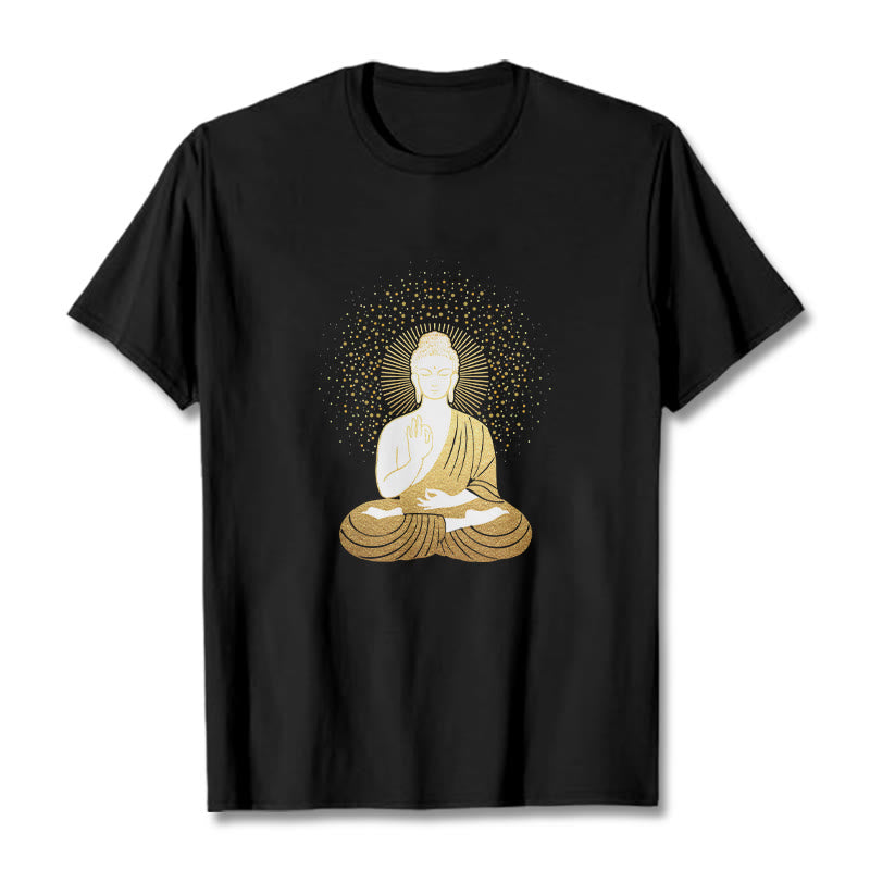 Camiseta de Buddha Stones y meditación dorada con aura dorada - Negro - 2XL - image 4