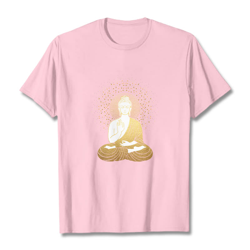 Camiseta de Buddha Stones y meditación dorada con aura dorada - Rosa claro - 2XL - image 13