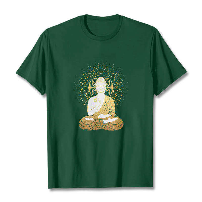 Camiseta de Buddha Stones y meditación dorada con aura dorada - Verde bosque - 2XL - image 1