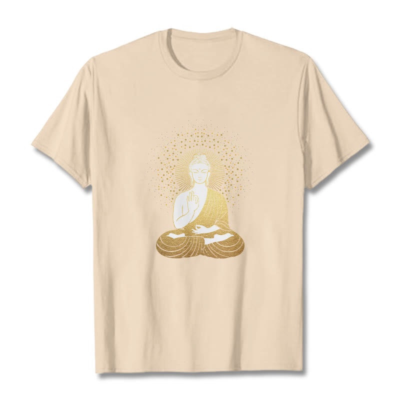 Camiseta de Buddha Stones y meditación dorada con aura dorada - Sopa de mariscos - 2XL - image 11