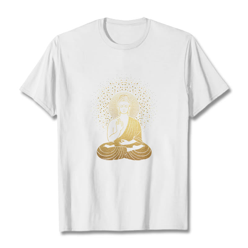 Camiseta de Buddha Stones y meditación dorada con aura dorada - Blanco - 2XL - image 8