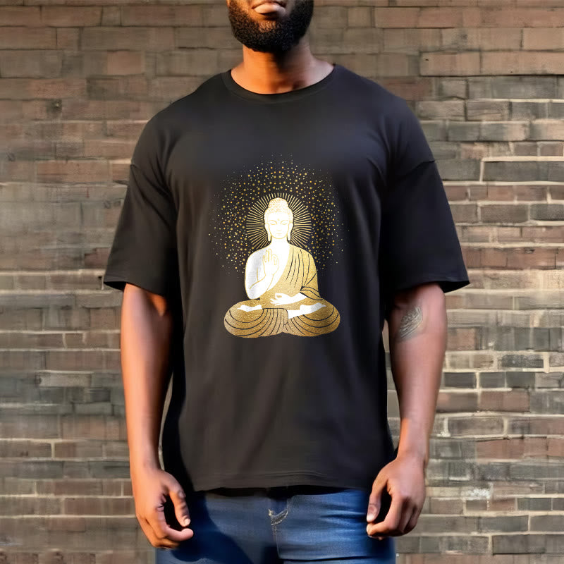 Camiseta de Buddha Stones y meditación dorada con aura dorada - image 6