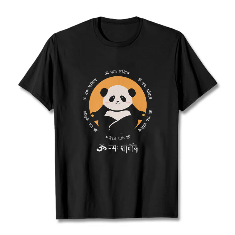 Camiseta con diseño de Buddha Stones Panda sánscrito Namah Shivaya - Negro - 2XL - image 5