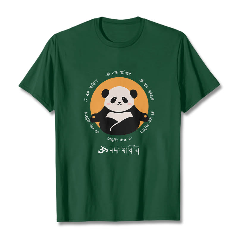 Camiseta con diseño de Buddha Stones Panda sánscrito Namah Shivaya - Verde bosque - 2XL - image 11