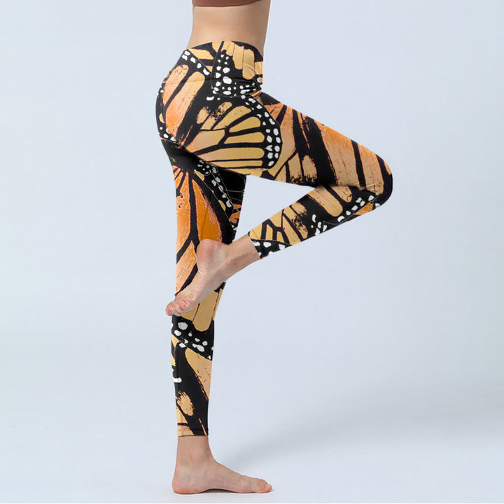 Leggings de yoga para mujer con estampado de mariposas amarillas y Buddha Stones - image 5