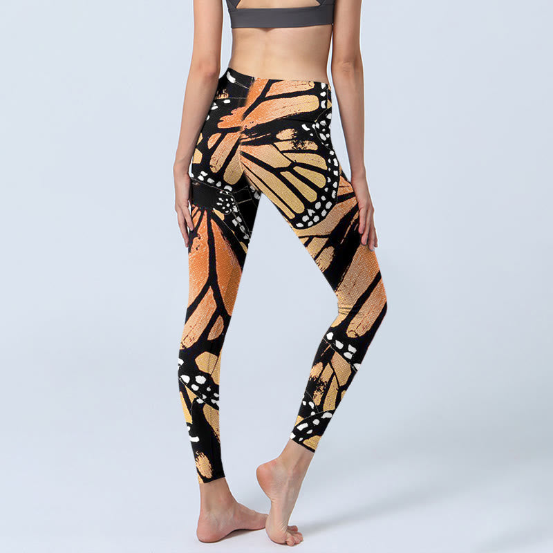 Leggings de yoga para mujer con estampado de mariposas amarillas y Buddha Stones - image 7
