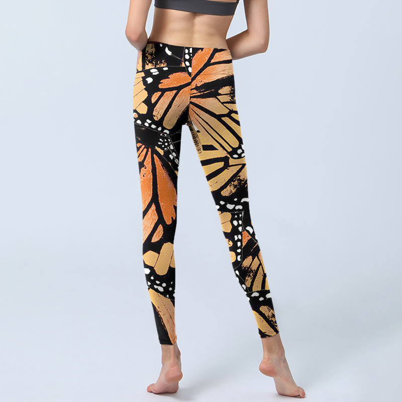 Leggings de yoga para mujer con estampado de mariposas amarillas y Buddha Stones - image 4