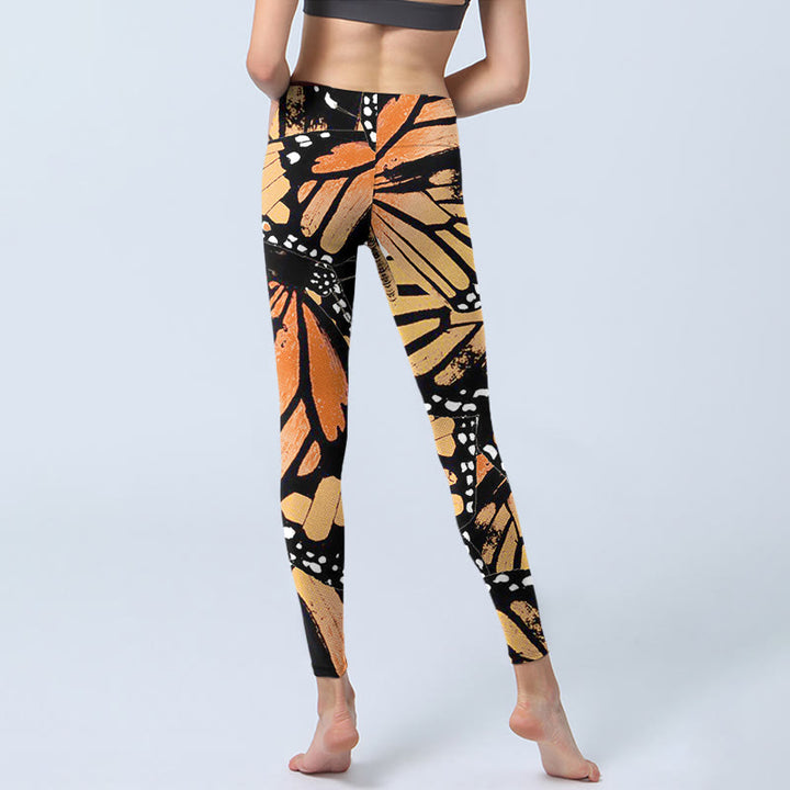 Leggings de yoga para mujer con estampado de mariposas amarillas y Buddha Stones - image 4